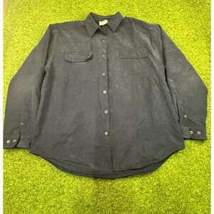 Vintage Knightsbridge Shacket Men Large Black Fleece Lined Long Sleeve Button-Up